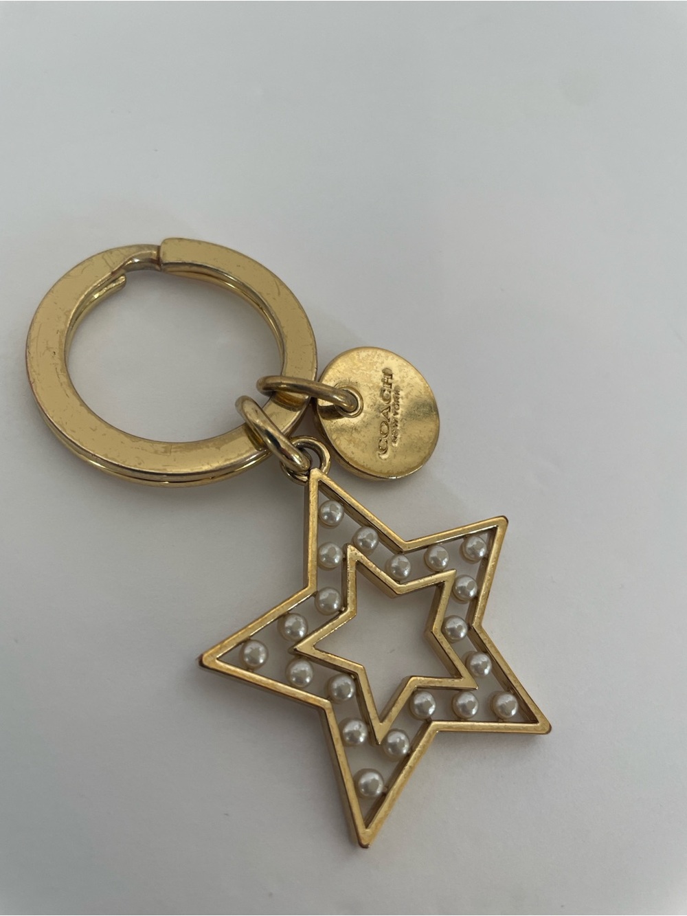 Coach Celestial Pearl Star & Moon Key Chain | Bag Charm - Picture 3 of 6